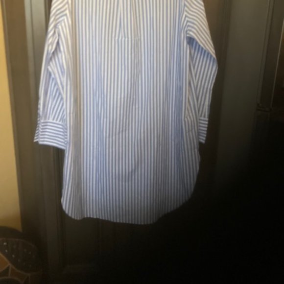 Polo Ralph Lauren High-Low Long Sleeves Button Cuffs Carly Striped Slip Shirt - Picture 6 of 11